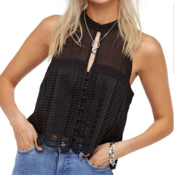 Free People Rory Crochet Lace Crop Top Sz S